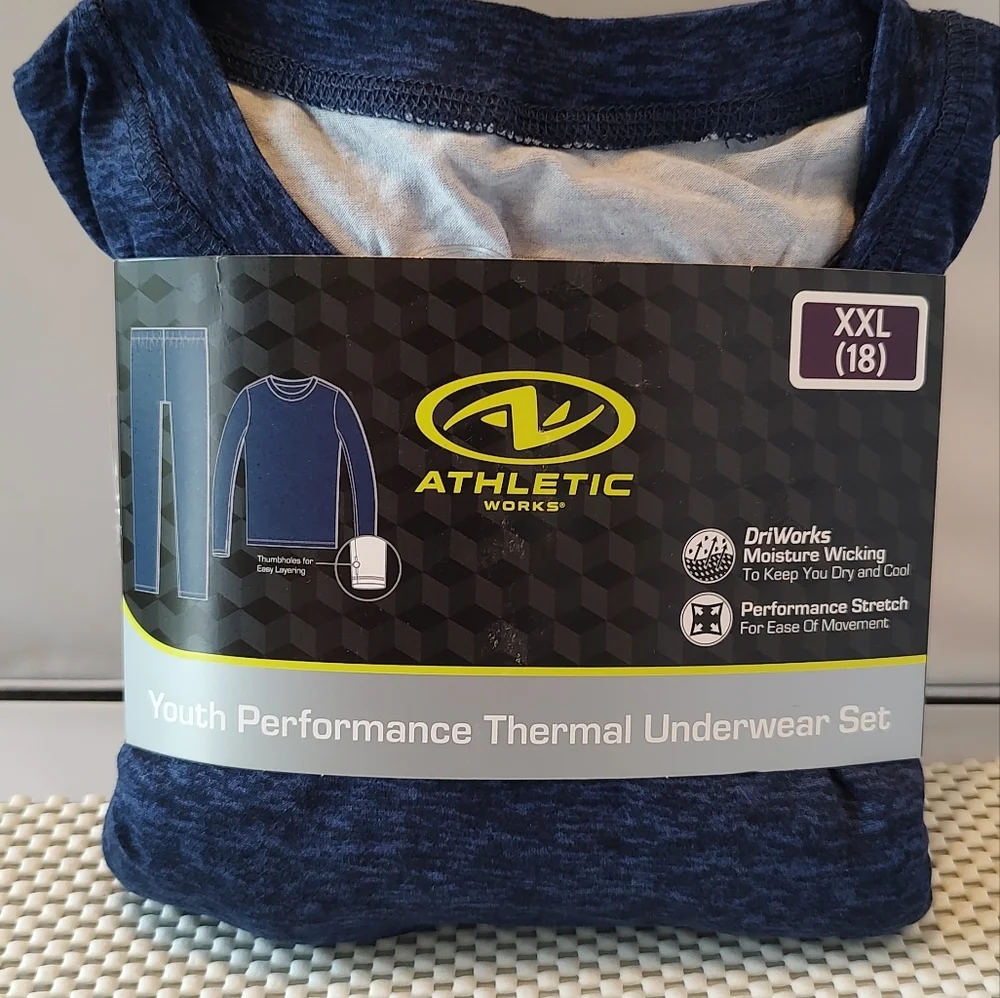 Youth Performance Thermal Underwear Set Athletic Works Blue NWT